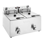 Apuro Twin Tank Electric Fryer with Timer 2x8Ltr - CU621-A