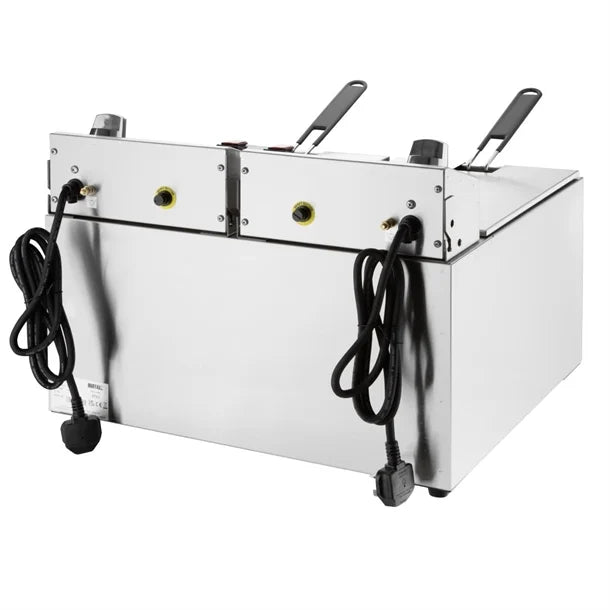 Apuro Twin Tank Electric Fryer with Timer 2x8Ltr - CU621-A