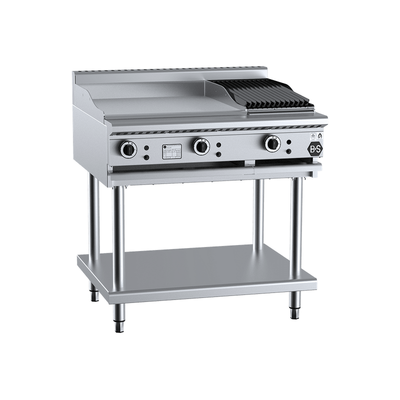 B+S Black Combination 600mm Grill Plate & 600 mm Char Broiler - BT-GRP6-CBR6