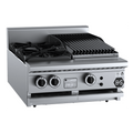 B+S Black Combination Two Open Burners & 300mm Char Broiler Bench Mounted - BT-SB2-CBR3BM