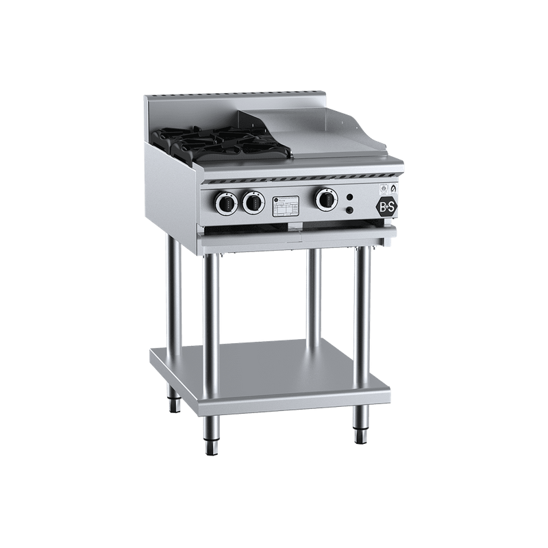 B+S Black Combination Two Open Burners & 300mm Grill Plate - BT-SB2-GRP3