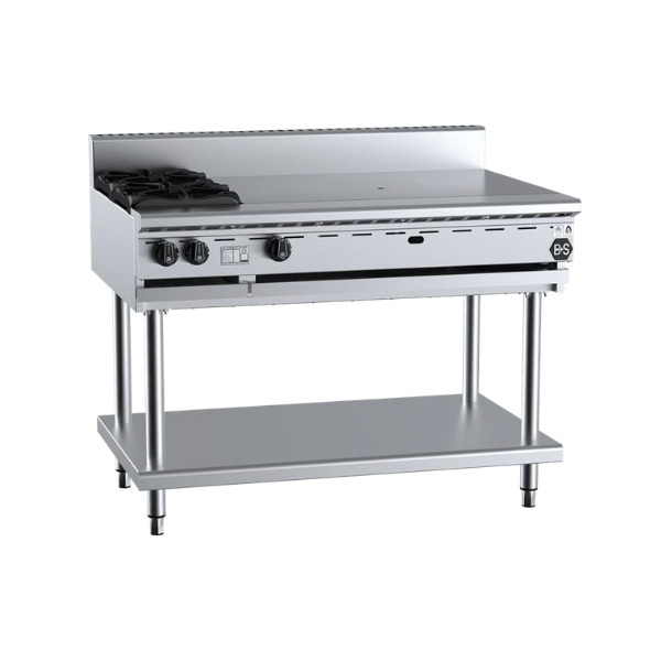 B+S Black Combination Two Open Burners & 900mm Target Top - BT-SB2-TT9