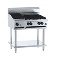 B+S Black Combination Four Open Burners & 300mm Char Broiler - BT-SB4-CBR3
