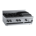 B+S Black Combination Four Open Burners & 300mm Char Broiler Bench Mounted - BT-SB4-CBR3BM
