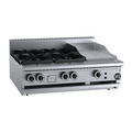 B+S Black Combination Four Open Burners & 300mm Grill Plate Bench Mounted - BT-SB4-GRP3BM