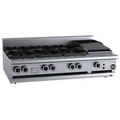 B+S Black Combination Six Open Burners & 300mm Char Broiler Bench Mounted - BT-SB6-CBR3BM