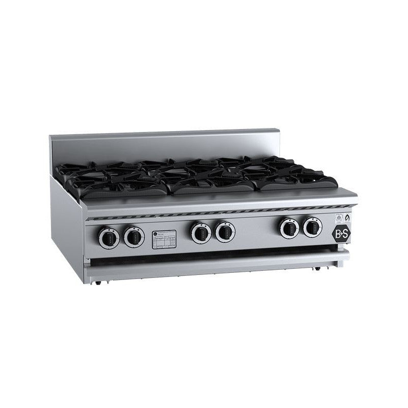 B+S Black Six Burner Boiling Top Bench Mounted - BT-SB6BM