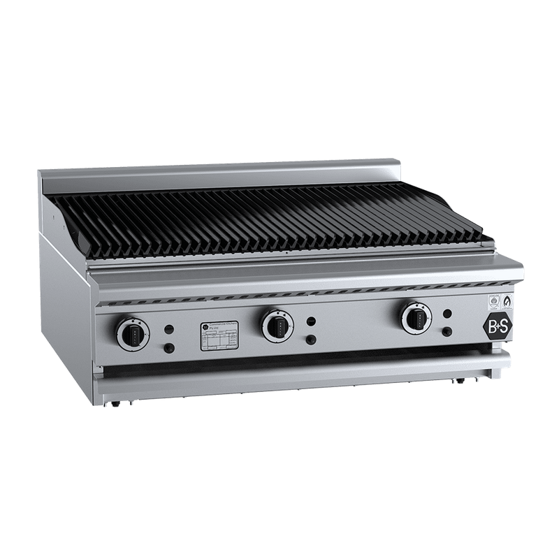 B+S Black Char Broiler 900mm Bench Mounted - CBR-9BM