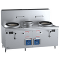 B+S Black Double Hole Hi Pac Wok with Centre Pot and Prep Table - CCF-HP2+1