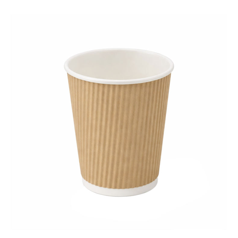 12oz 90mm Corrugated Coffee Cup Kraft