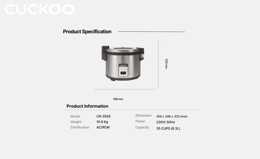 CUCKOO 35-Cup Commercial Rice Cooker - CR-3555