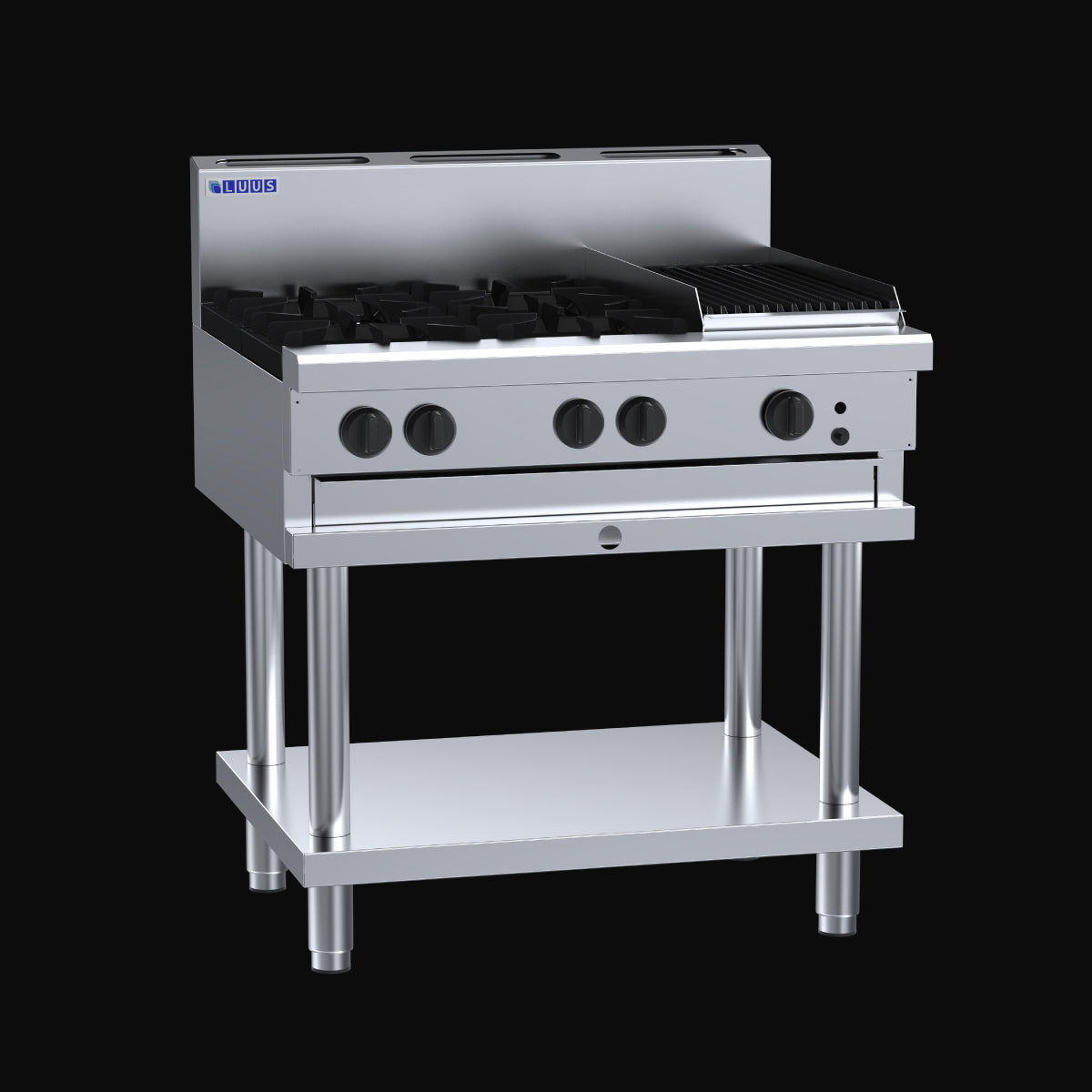 Luus 4 Burner 300mm Chargrill Cooktop - CS-4B3C