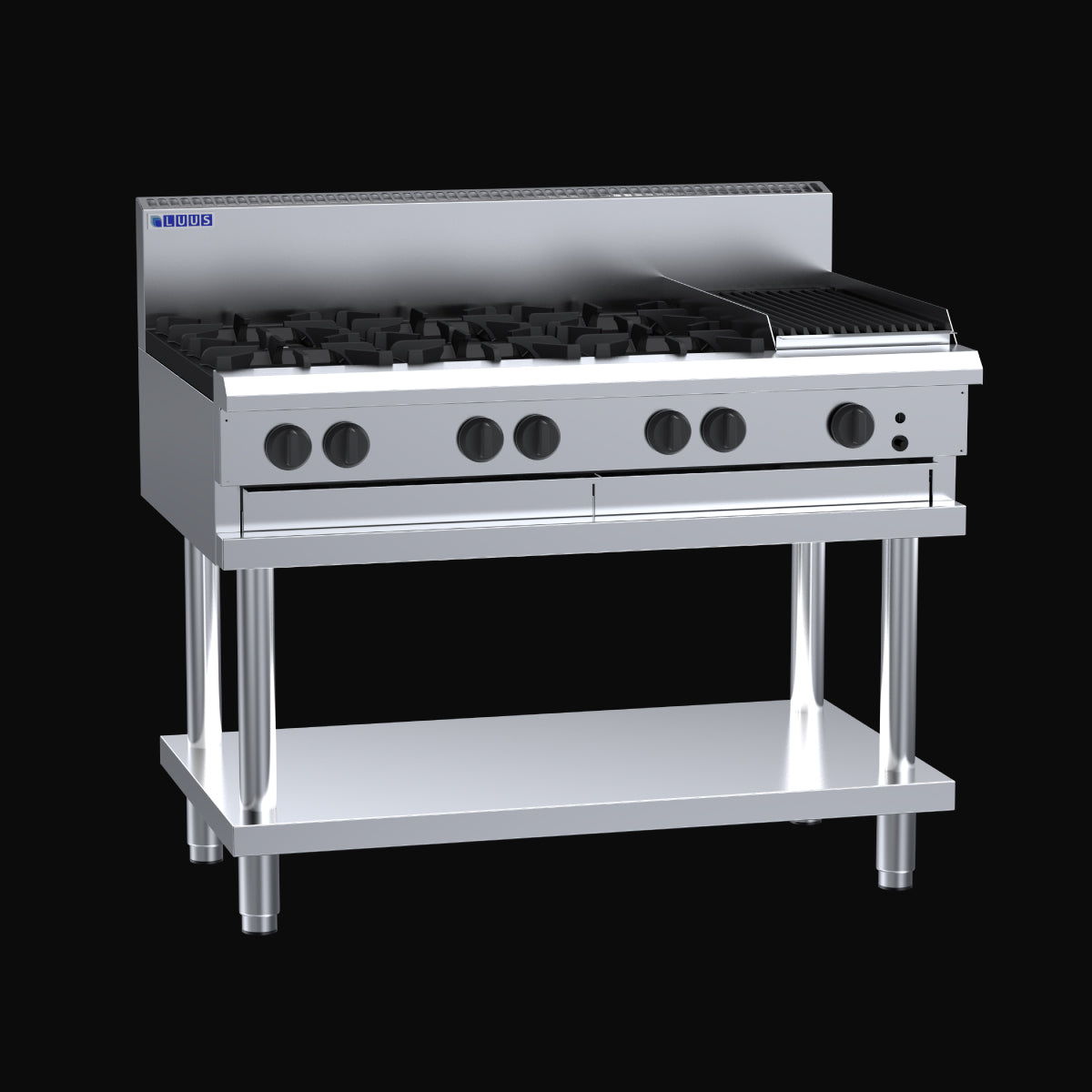 Luus 6 Burner 300mm Chargrill Cooktop - CS-6B3C