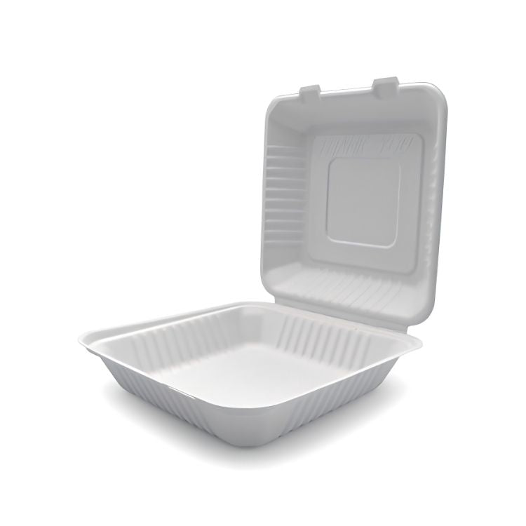 Sugarcane 8-inch 1200ml Clamshell Container - EL-P-CB1200