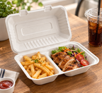 Sugarcane 9x6-inch 900ml Clamshell 2 Compartment Container - EL-P-CB850-2