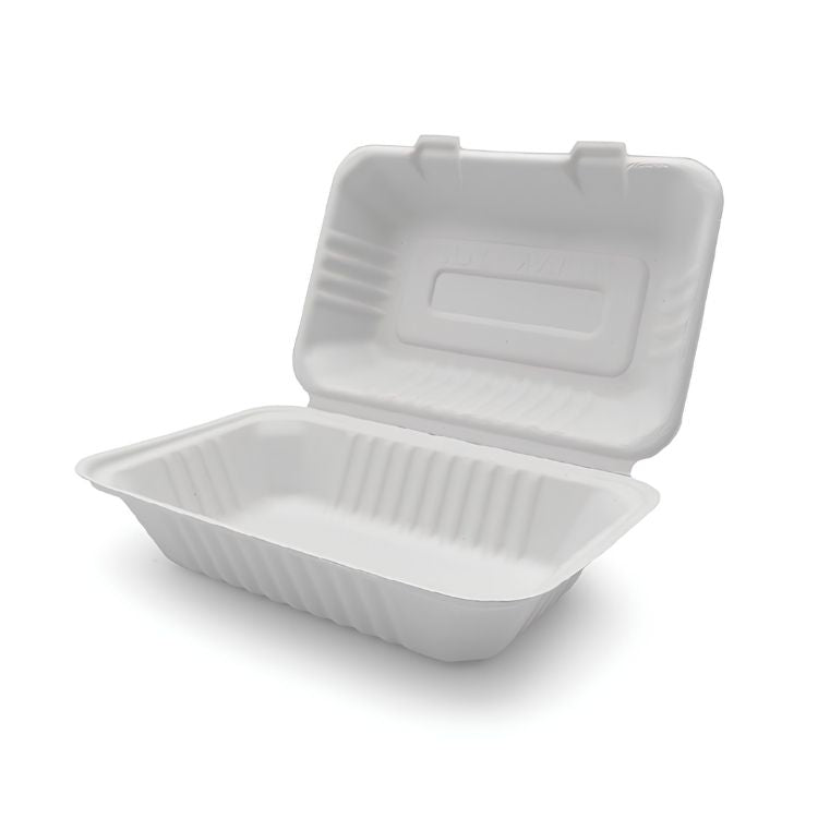 Sugarcane 9x6 inch 900ml Clamshell Container - EL-P-CB900