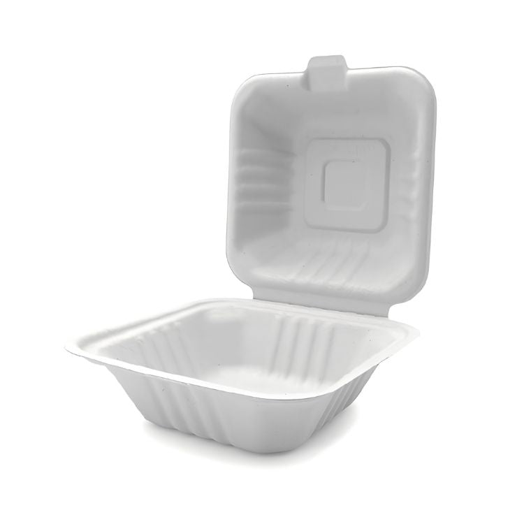 Sugarcane 6-inch Clamshell Eco Hamburger Box - EL-P-HB06