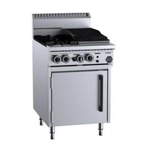 B+S Black Oven with Two Open Burners & 300mm Char Broiler - OV-SB2-CBR3