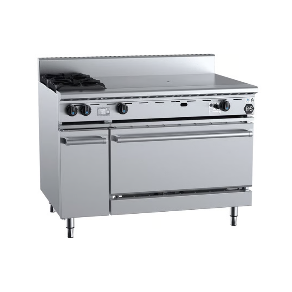 B+S Black Oven with Two Open Burners & 900mm Target Top - OV-SB2-TT9