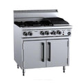 B+S Black Oven with Four Open Burners & 300mm Char Broiler - OV-SB4-CBR3