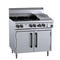B+S Black Oven with Four Open Burners & 300mm Grill Plate - OV-SB4-GRP3