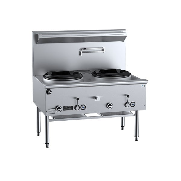 B+S Black Two Hole Deluxe Waterless Wok Table - UFWWD-2