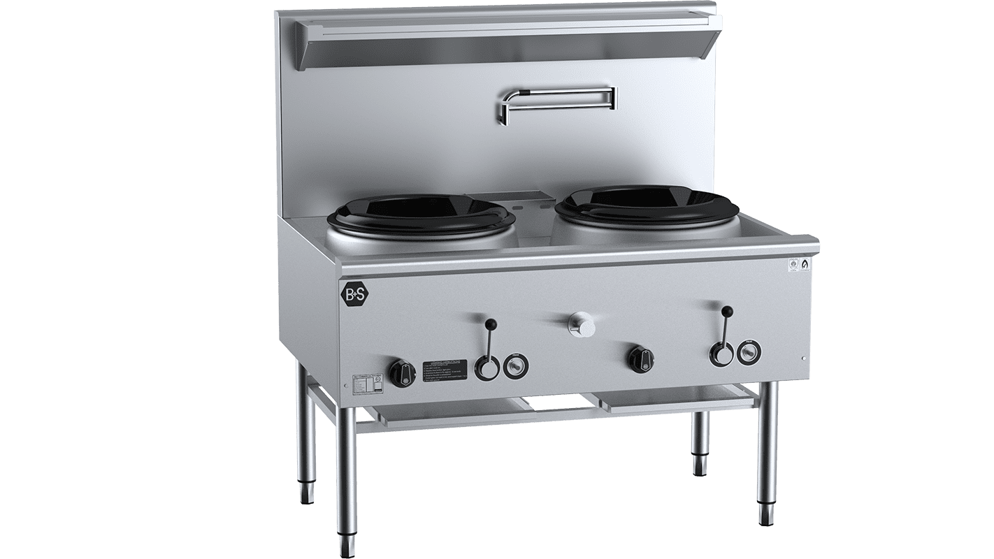 B+S Black Two Hole Deluxe Waterless Wok Table NG UFWWD-2