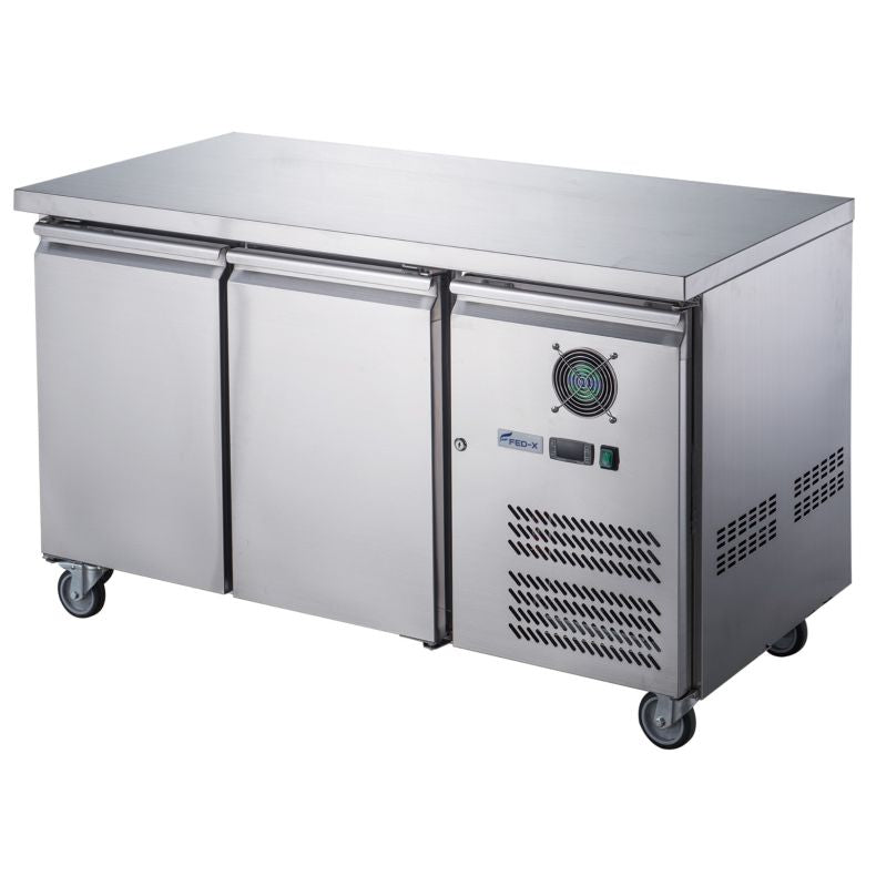 FED-X Stainless Steel Two Door Bench Freezer - XUB7F13S2V