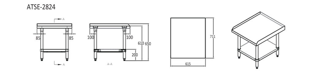 STAINLESS STEEL STAND W640 X D740 X H180 | COOKRITE ATSE-2824
