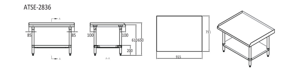 STAINLESS STEEL STAND W940X D740 X H180 | COOKRITE ATSE-2836