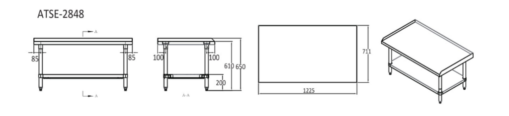 STAINLESS STEEL STAND W1250X D740 X H180 | COOKRITE ATSE-2848