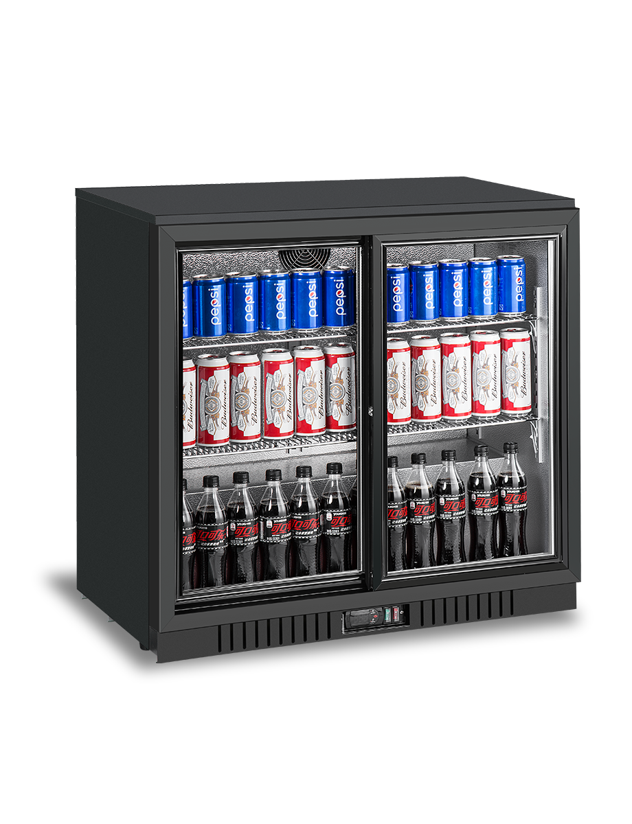 2 sliding doors back bar cooler