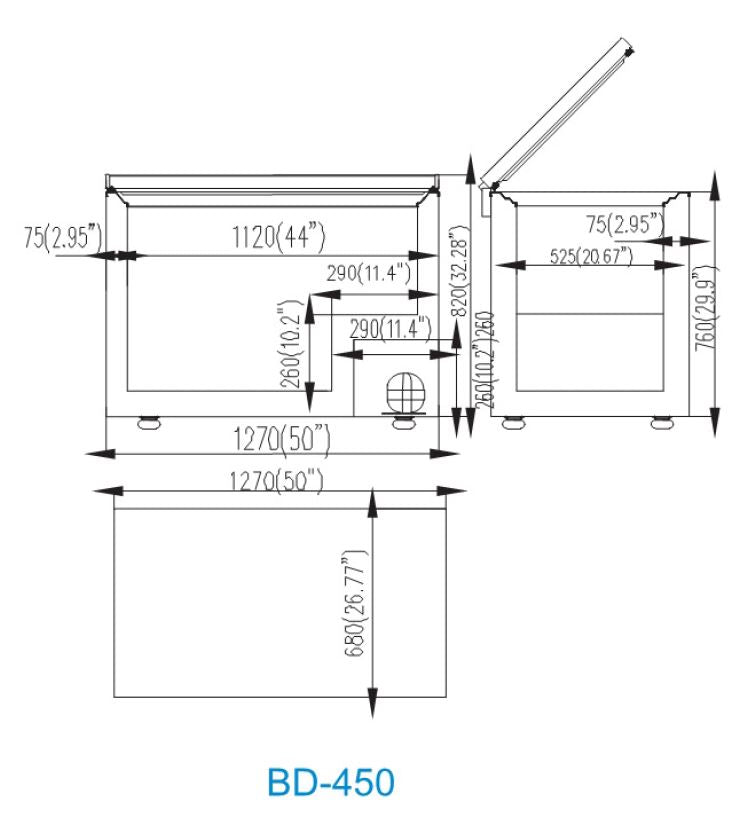 SOLID DOOR CHEST FREEZER 450 BD-450
