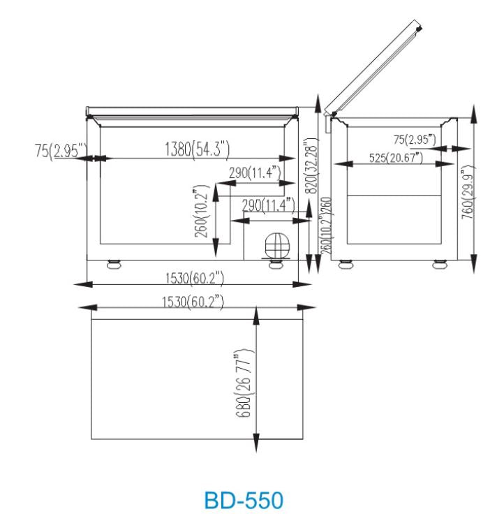 SOLID DOOR CHEST FREEZER 550 BD-550