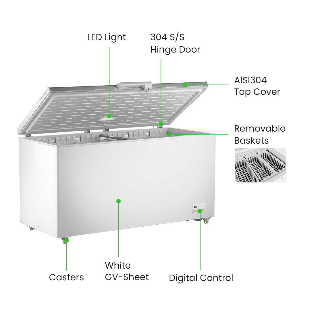 Thermaster 520L Chest Freezer with Stainless Steel Lid - BD520F