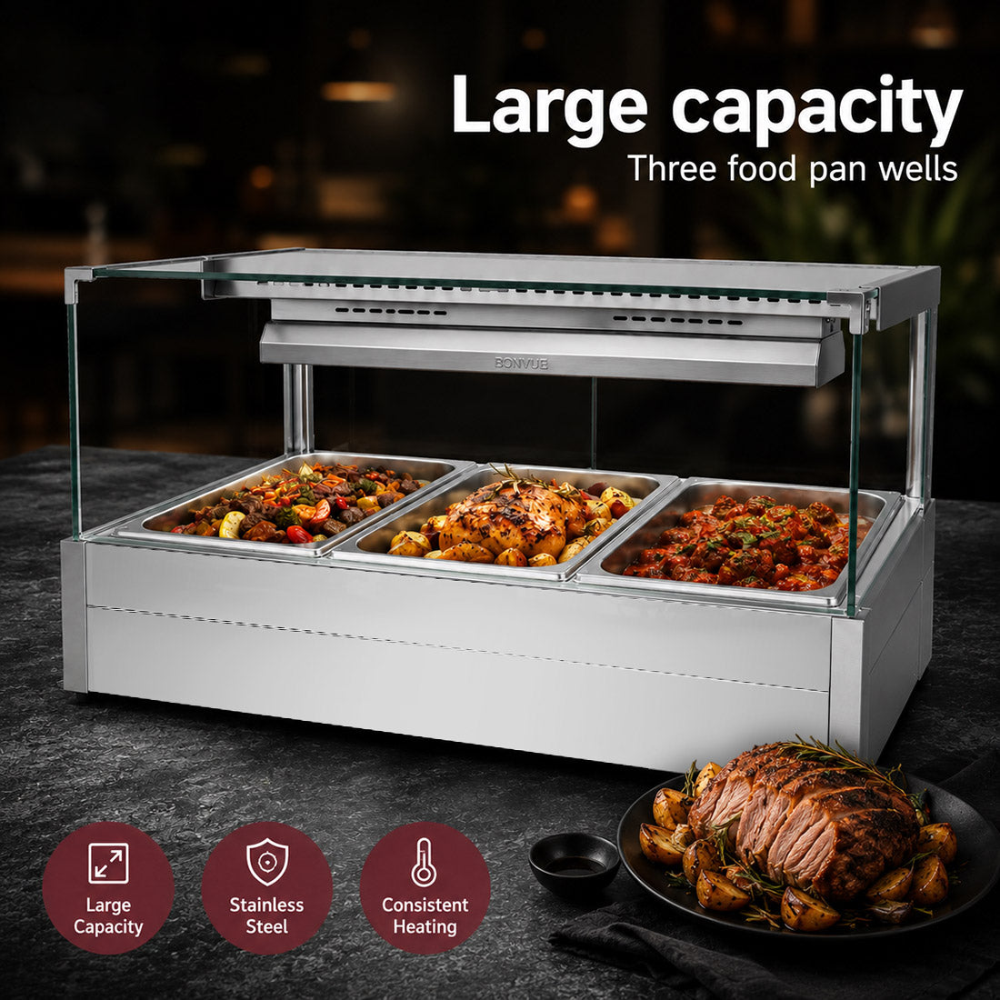 Bonvue Square Countertop Wet and Dry Bain Marie - BM11SC