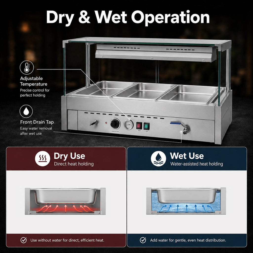 Bonvue Square Countertop Wet and Dry Bain Marie - BM11SC
