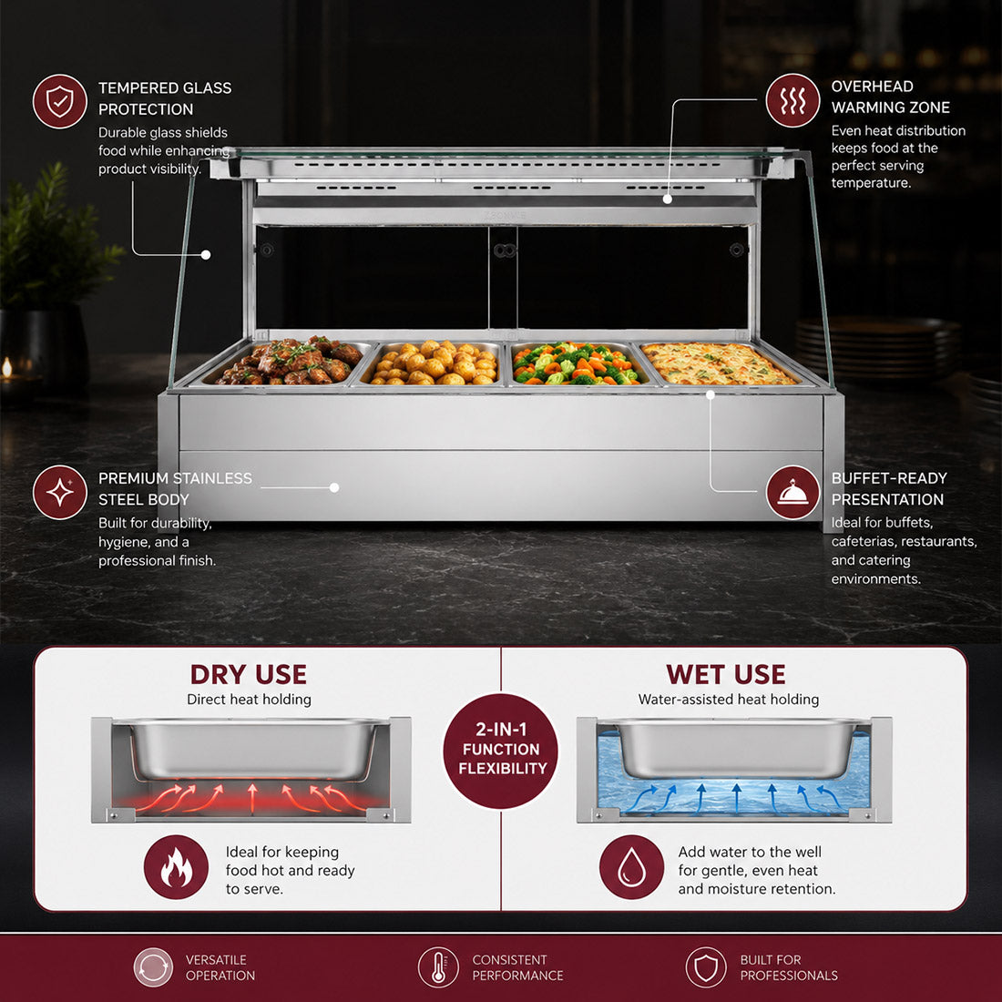 Bonvue Angled Countertop Wet and Dry Bain Marie BM17TC