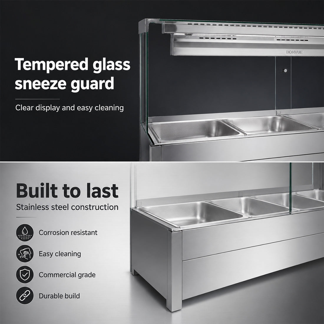 Bonvue Square Countertop Wet and Dry Bain Marie - BM14SC