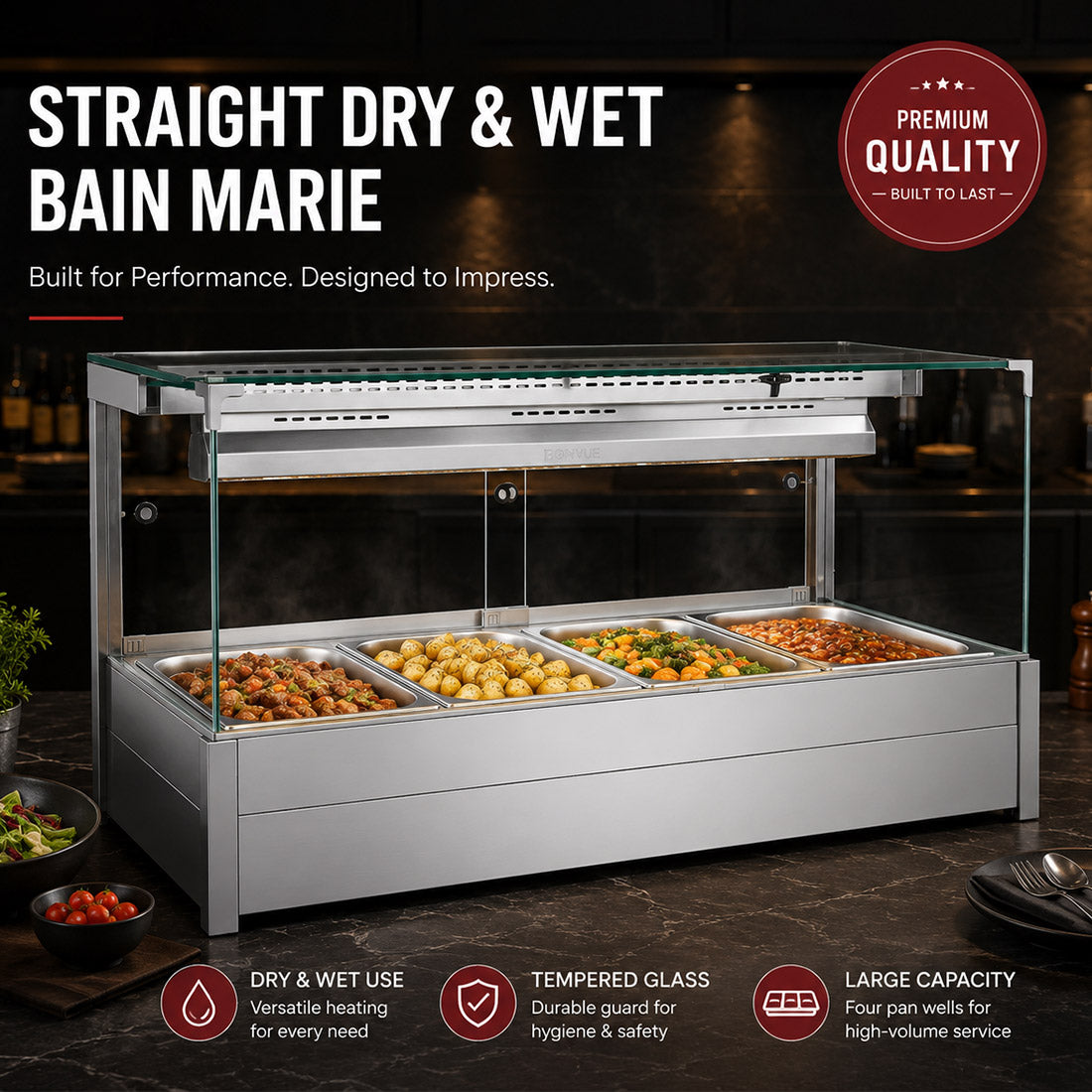 Bonvue Square Countertop Wet and Dry Bain Marie - BM14SC