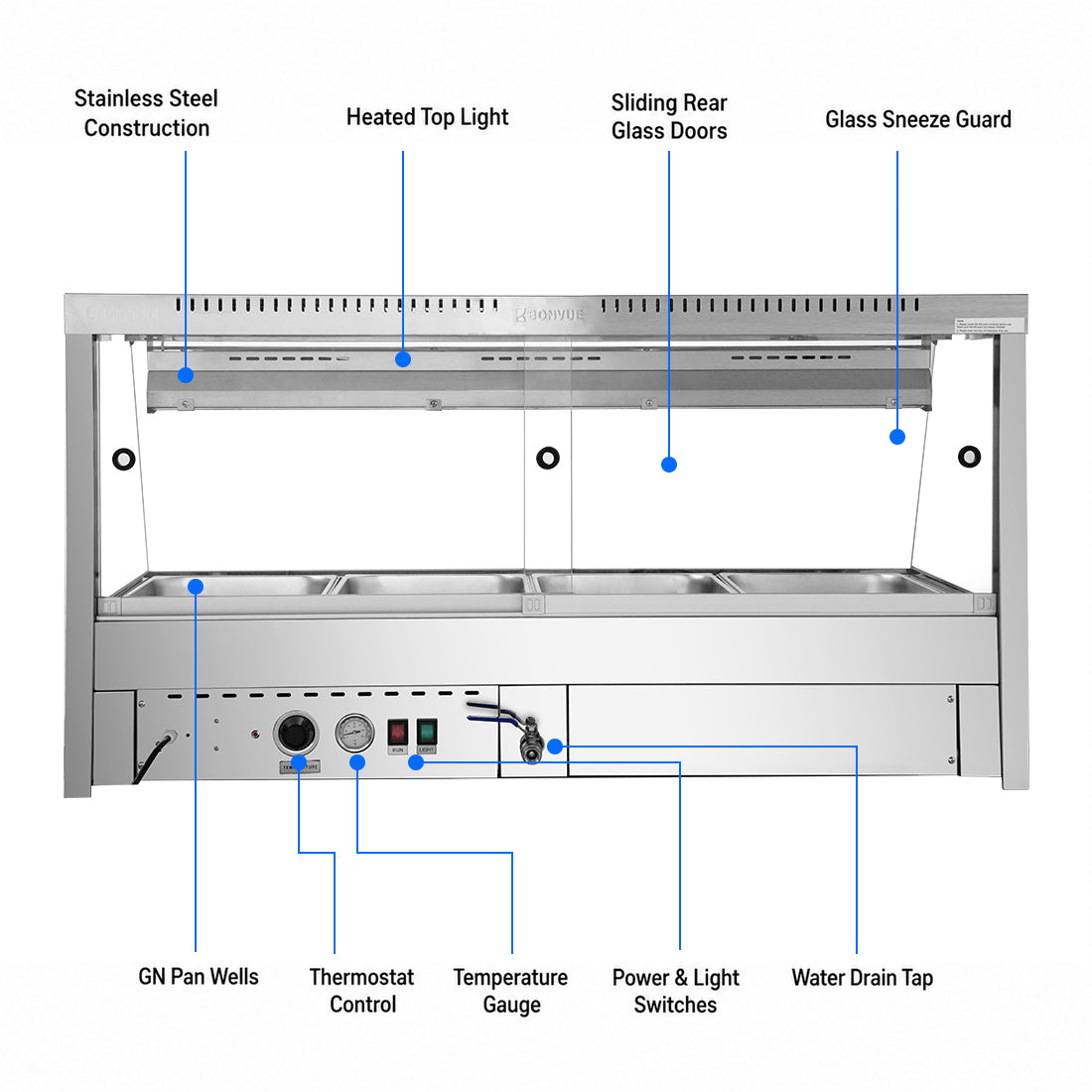Bonvue Angled Countertop Wet and Dry Bain Marie BM14TC