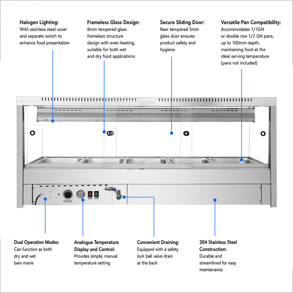 Bonvue Square Countertop Wet and Dry Bain Marie - BM17SC
