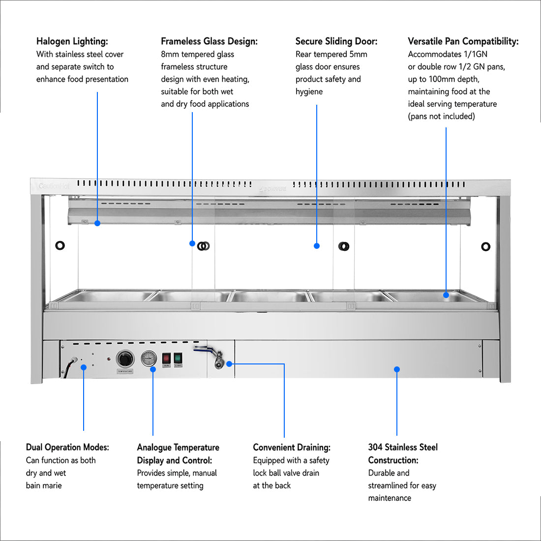 Bonvue Square Countertop Wet and Dry Bain Marie - BM17SC