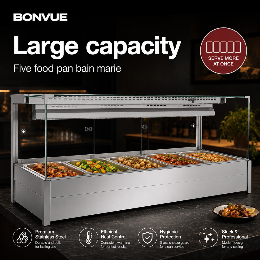 Bonvue Square Countertop Wet and Dry Bain Marie - BM17SC