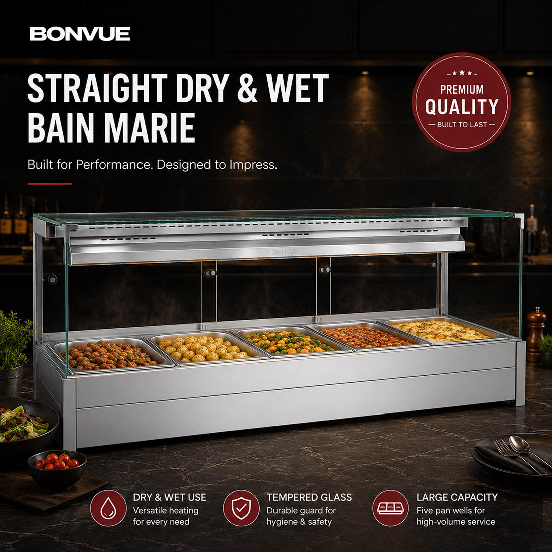 Bonvue Square Countertop Wet and Dry Bain Marie - BM17SC