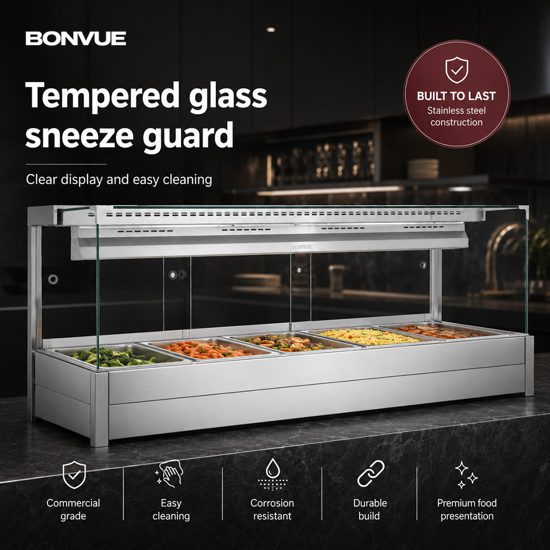 Bonvue Square Countertop Wet and Dry Bain Marie - BM17SC