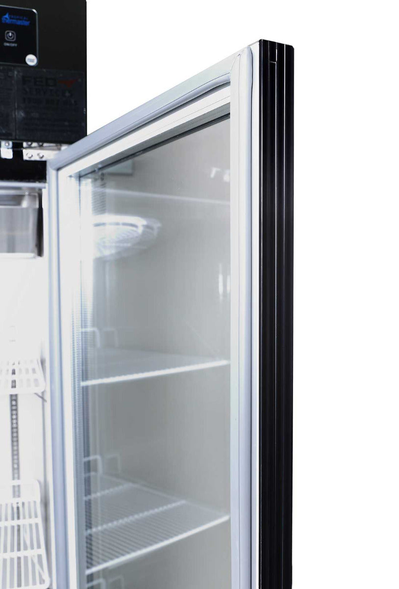 Thermaster Single glass door upright freezer black stainless steel - SUFG500B