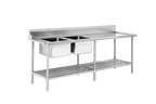 DSBD7-2400L/A Left Inlet Double Sink Dishwasher Bench