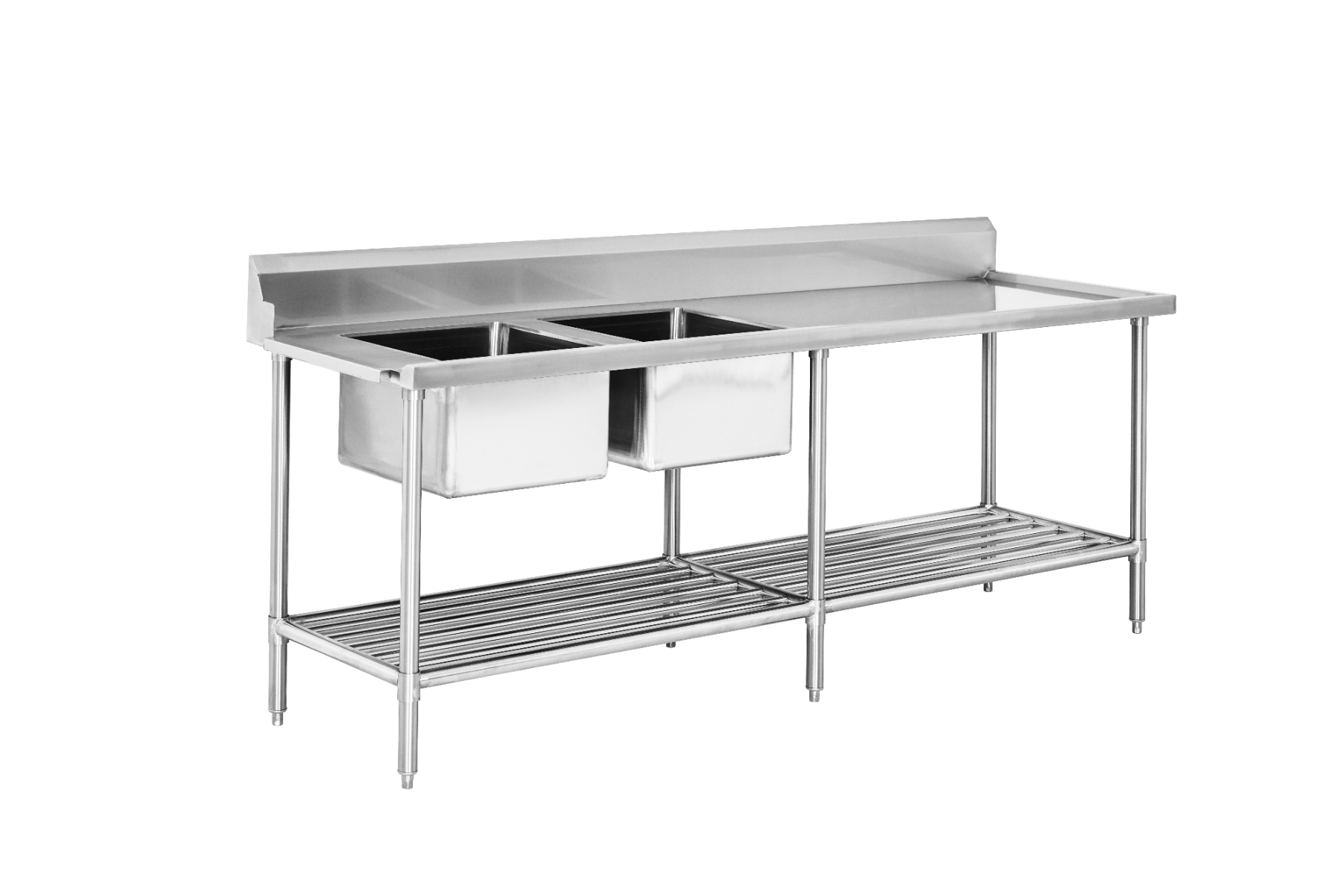 DSBD7-2400L/A Left Inlet Double Sink Dishwasher Bench