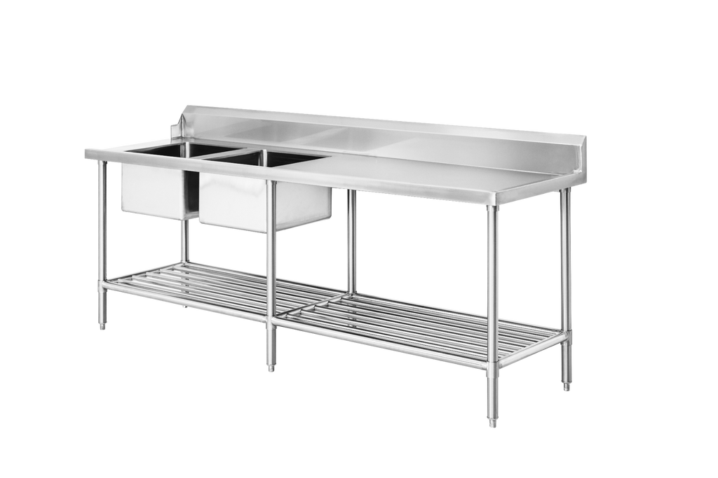 DSBD7-2400L/A Left Inlet Double Sink Dishwasher Bench